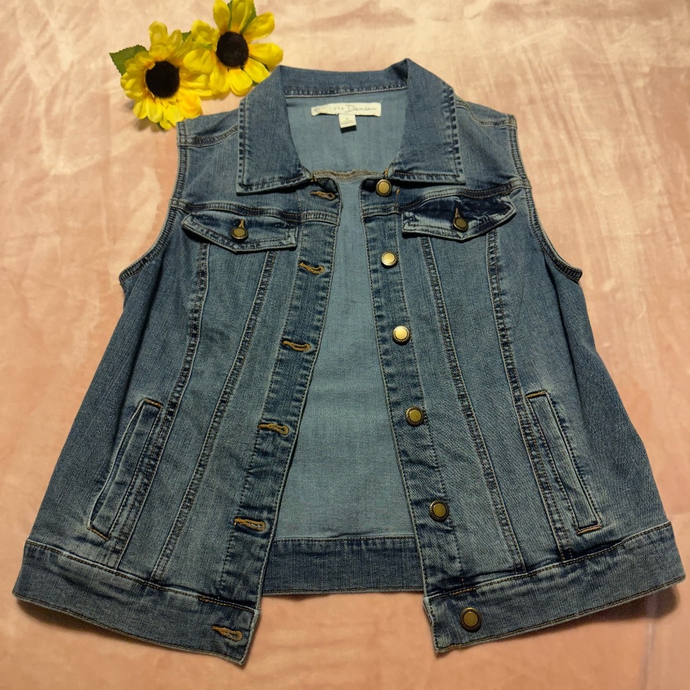 Denim Jean Vest Button Down Size Small by Denim